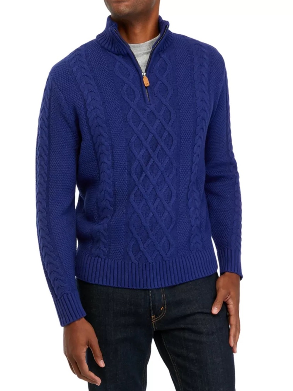 Crown & Ivy Cable Knit Half-Zip pullover Sweater‎ Blue size large